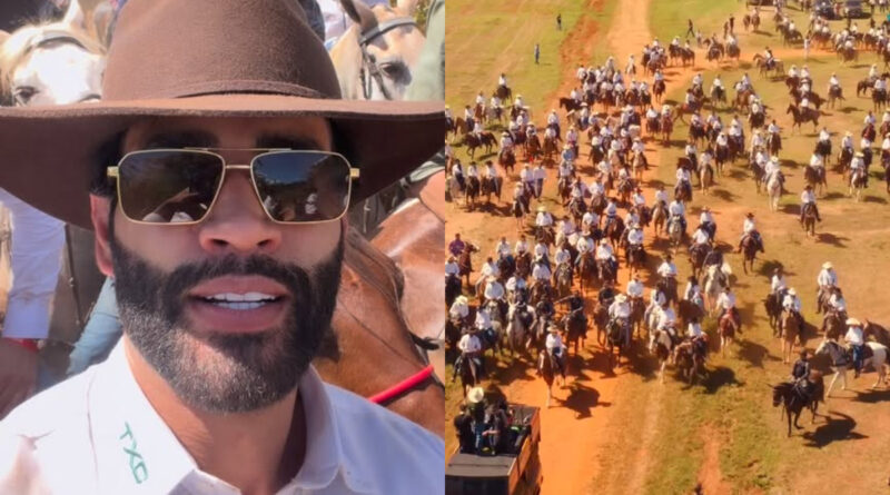Gusttavo Lima reúne multidão em cavalgada em Goiás
