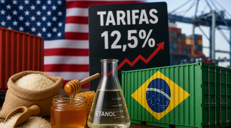 Tarifaço dos EUA: arroz, mel e etanol brasileiros terão sobretaxa de 12,5%